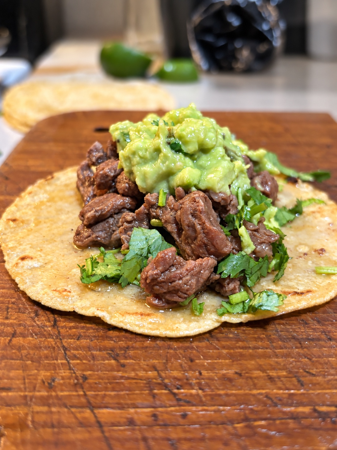 Carne asada taco made with Dos Aztecas nixtamal tortillas
