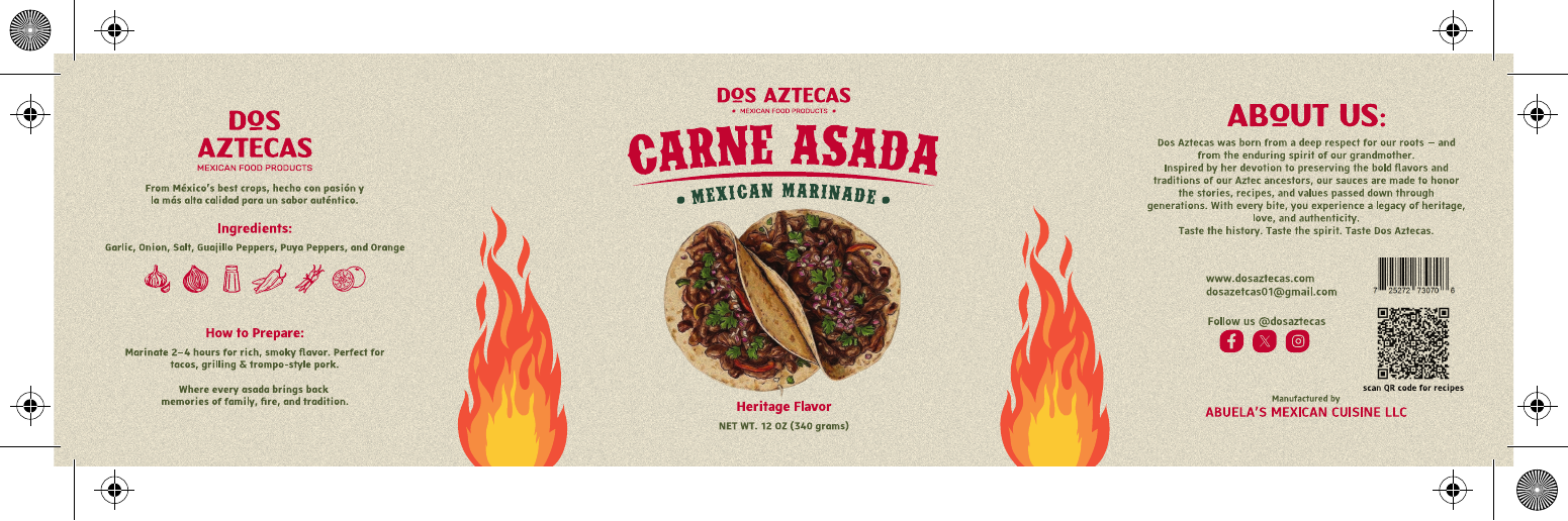 Carne Asada marinade label